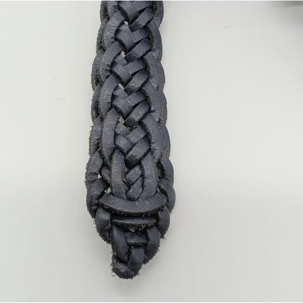 Vtg Capezio Argentina Braided Belt Womens Small Waist Navy Blue Genuine Leather